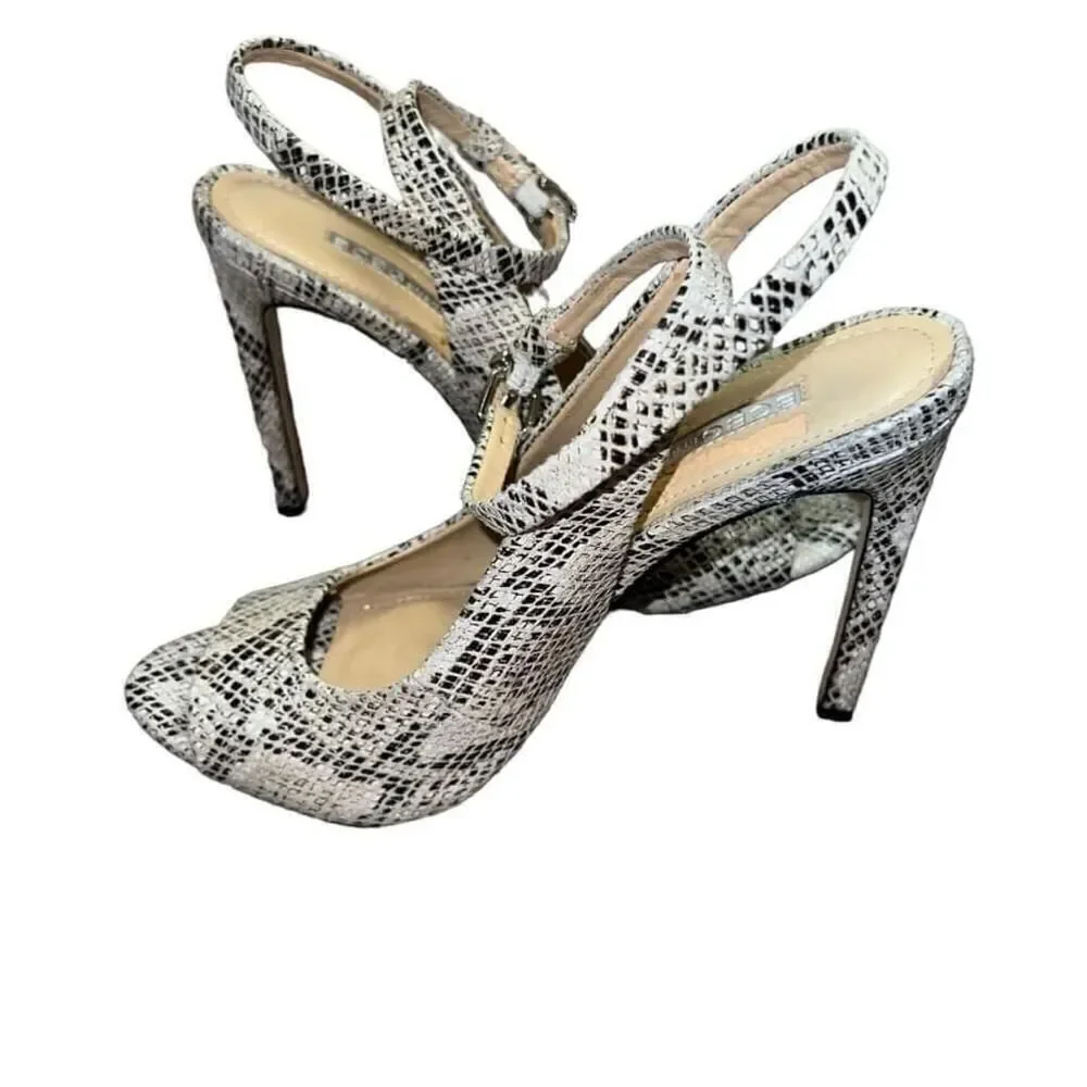 Women's BCBGeneration Snake Print Heels Size 6M/36 White